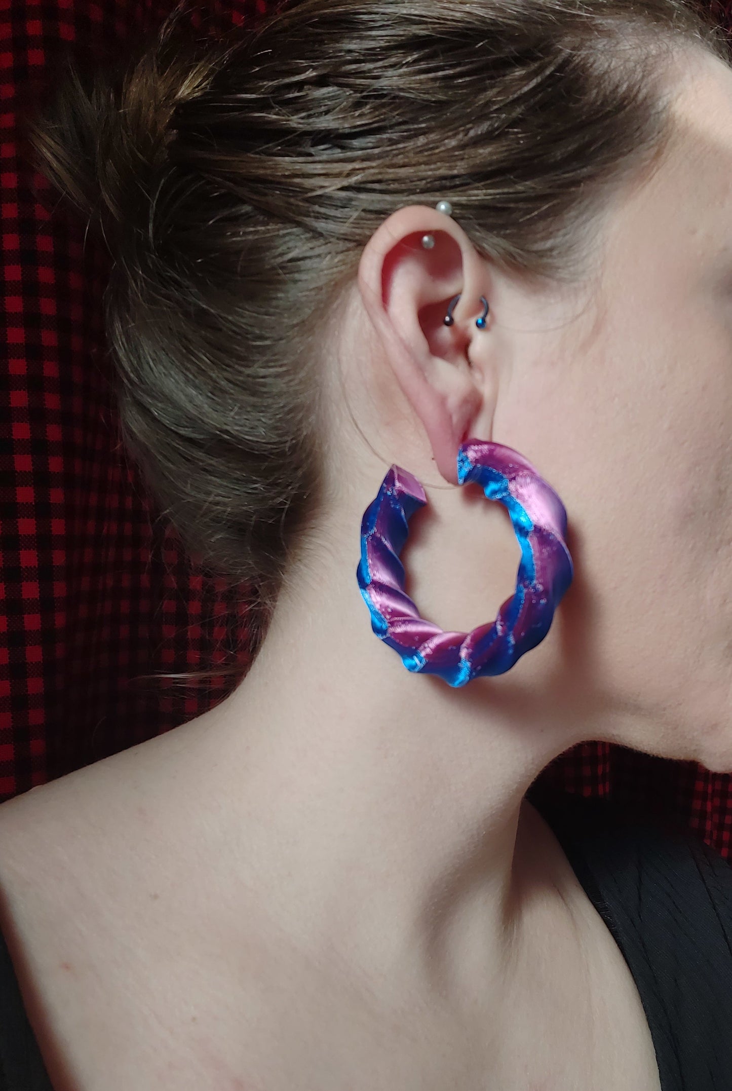 3D Printed Twist Hoop Earrings